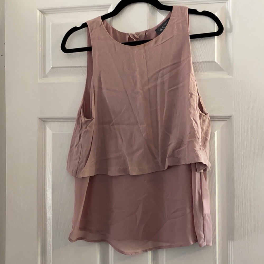 Pale Pink Top with mixed material flare